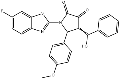 (4E)-1-(6-fluoro-1,3-benzothiazol-2-yl)-4-[hydroxy(phenyl)methylidene]-5-(4-methoxyphenyl)pyrrolidine-2,3-dione Structure