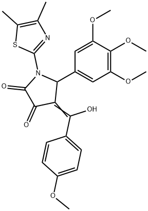 (4E)-1-(4,5-dimethyl-1,3-thiazol-2-yl)-4-[hydroxy-(4-methoxyphenyl)methylidene]-5-(3,4,5-trimethoxyphenyl)pyrrolidine-2,3-dione Structure