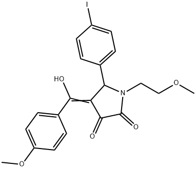 (4E)-4-[hydroxy-(4-methoxyphenyl)methylidene]-5-(4-iodophenyl)-1-(2-methoxyethyl)pyrrolidine-2,3-dione 구조식 이미지