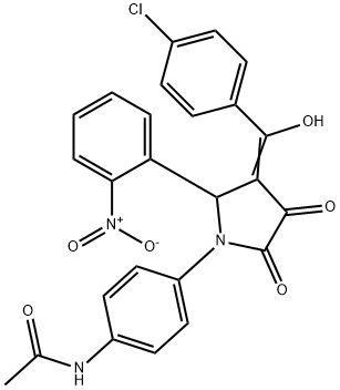 N-[4-[(3E)-3-[(4-chlorophenyl)-hydroxymethylidene]-2-(2-nitrophenyl)-4,5-dioxopyrrolidin-1-yl]phenyl]acetamide Structure