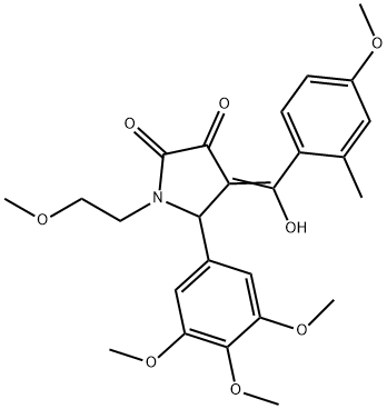 (4E)-4-[hydroxy-(4-methoxy-2-methylphenyl)methylidene]-1-(2-methoxyethyl)-5-(3,4,5-trimethoxyphenyl)pyrrolidine-2,3-dione Structure