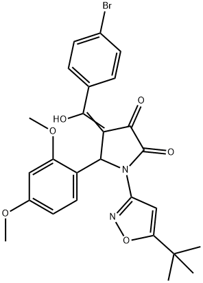(4E)-4-[(4-bromophenyl)-hydroxymethylidene]-1-(5-tert-butyl-1,2-oxazol-3-yl)-5-(2,4-dimethoxyphenyl)pyrrolidine-2,3-dione 구조식 이미지