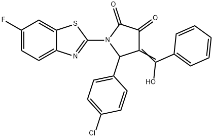 (4E)-5-(4-chlorophenyl)-1-(6-fluoro-1,3-benzothiazol-2-yl)-4-[hydroxy(phenyl)methylidene]pyrrolidine-2,3-dione 구조식 이미지