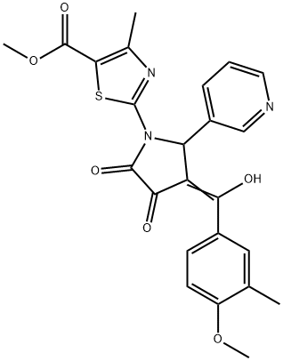 methyl 2-[(4E)-4-[hydroxy-(4-methoxy-3-methylphenyl)methylidene]-2,3-dioxo-5-pyridin-3-ylpyrrolidin-1-yl]-4-methyl-1,3-thiazole-5-carboxylate Structure