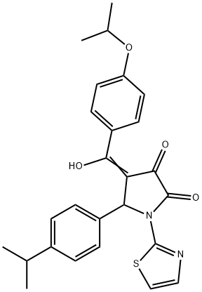 (4E)-4-[hydroxy-(4-propan-2-yloxyphenyl)methylidene]-5-(4-propan-2-ylphenyl)-1-(1,3-thiazol-2-yl)pyrrolidine-2,3-dione 구조식 이미지