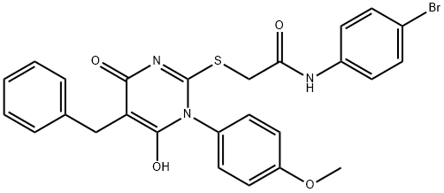 2-[5-benzyl-6-hydroxy-1-(4-methoxyphenyl)-4-oxopyrimidin-2-yl]sulfanyl-N-(4-bromophenyl)acetamide Structure