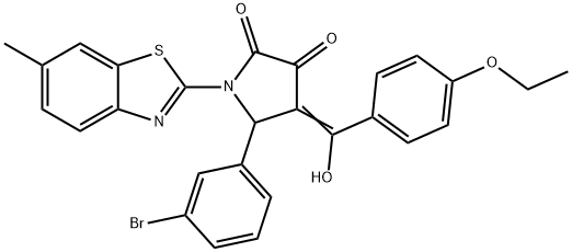 (4E)-5-(3-bromophenyl)-4-[(4-ethoxyphenyl)-hydroxymethylidene]-1-(6-methyl-1,3-benzothiazol-2-yl)pyrrolidine-2,3-dione Structure