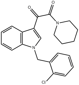 1-[1-[(2-chlorophenyl)methyl]indol-3-yl]-2-piperidin-1-ylethane-1,2-dione 구조식 이미지