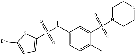 5-bromo-N-(4-methyl-3-morpholin-4-ylsulfonylphenyl)thiophene-2-sulfonamide 구조식 이미지