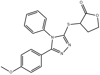 3-[[5-(4-methoxyphenyl)-4-phenyl-1,2,4-triazol-3-yl]sulfanyl]oxolan-2-one 구조식 이미지