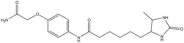 N-[4-(2-amino-2-oxoethoxy)phenyl]-6-(5-methyl-2-oxoimidazolidin-4-yl)hexanamide 구조식 이미지
