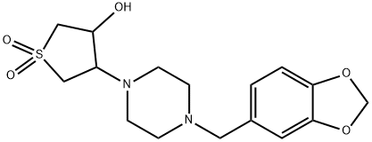 4-[4-(1,3-benzodioxol-5-ylmethyl)piperazin-1-yl]-1,1-dioxothiolan-3-ol Structure