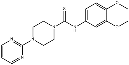 N-(3,4-dimethoxyphenyl)-4-pyrimidin-2-ylpiperazine-1-carbothioamide 구조식 이미지