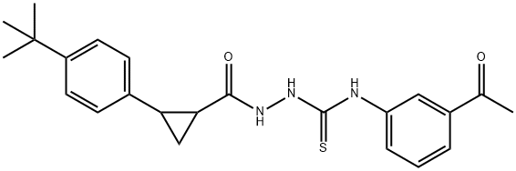 1-(3-acetylphenyl)-3-[[2-(4-tert-butylphenyl)cyclopropanecarbonyl]amino]thiourea Structure