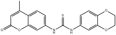 1-(2,3-dihydro-1,4-benzodioxin-6-yl)-3-(4-methyl-2-oxochromen-7-yl)thiourea 구조식 이미지