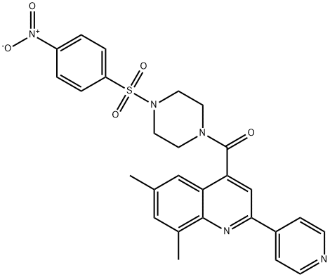 (6,8-dimethyl-2-pyridin-4-ylquinolin-4-yl)-[4-(4-nitrophenyl)sulfonylpiperazin-1-yl]methanone 구조식 이미지