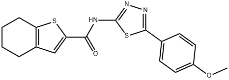 N-[5-(4-methoxyphenyl)-1,3,4-thiadiazol-2-yl]-4,5,6,7-tetrahydro-1-benzothiophene-2-carboxamide 구조식 이미지