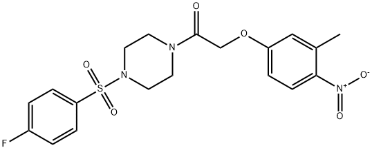 1-[4-(4-fluorophenyl)sulfonylpiperazin-1-yl]-2-(3-methyl-4-nitrophenoxy)ethanone 구조식 이미지