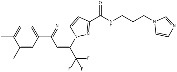 5-(3,4-dimethylphenyl)-N-(3-imidazol-1-ylpropyl)-7-(trifluoromethyl)pyrazolo[1,5-a]pyrimidine-2-carboxamide 구조식 이미지