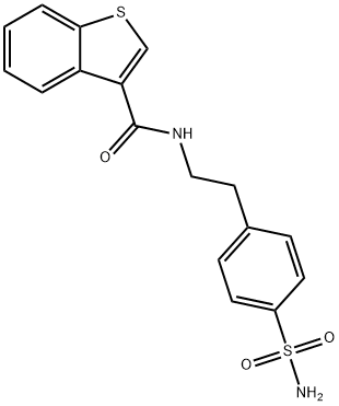 N-[2-(4-sulfamoylphenyl)ethyl]-1-benzothiophene-3-carboxamide 구조식 이미지