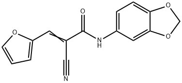 (E)-N-(1,3-benzodioxol-5-yl)-2-cyano-3-(furan-2-yl)prop-2-enamide 구조식 이미지