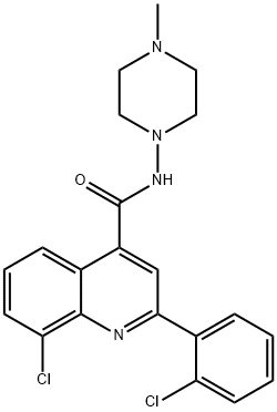 8-chloro-2-(2-chlorophenyl)-N-(4-methylpiperazin-1-yl)quinoline-4-carboxamide 구조식 이미지