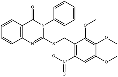 3-phenyl-2-[(2,3,4-trimethoxy-6-nitrophenyl)methylsulfanyl]quinazolin-4-one 구조식 이미지