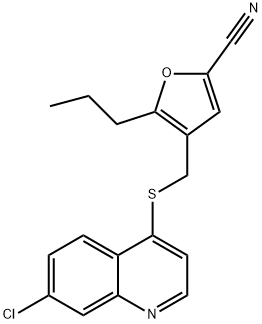 4-[(7-chloroquinolin-4-yl)sulfanylmethyl]-5-propylfuran-2-carbonitrile Structure