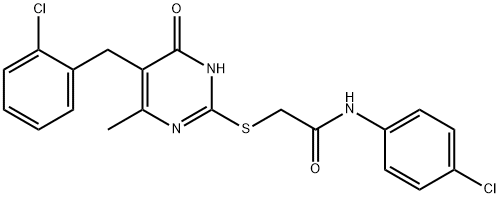 N-(4-chlorophenyl)-2-[[5-[(2-chlorophenyl)methyl]-6-methyl-4-oxo-1H-pyrimidin-2-yl]sulfanyl]acetamide Structure