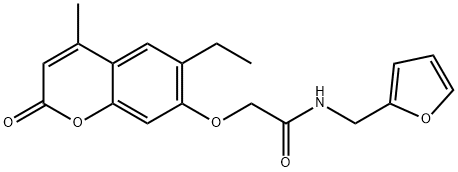 2-(6-ethyl-4-methyl-2-oxochromen-7-yl)oxy-N-(furan-2-ylmethyl)acetamide 구조식 이미지