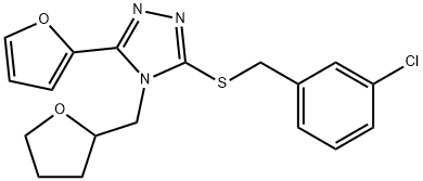 3-[(3-chlorophenyl)methylsulfanyl]-5-(furan-2-yl)-4-(oxolan-2-ylmethyl)-1,2,4-triazole Structure