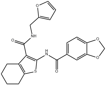 N-[3-(furan-2-ylmethylcarbamoyl)-4,5,6,7-tetrahydro-1-benzothiophen-2-yl]-1,3-benzodioxole-5-carboxamide Structure