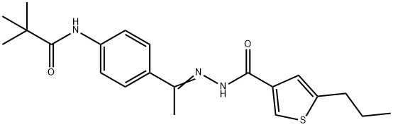 N-[(E)-1-[4-(2,2-dimethylpropanoylamino)phenyl]ethylideneamino]-5-propylthiophene-3-carboxamide Structure