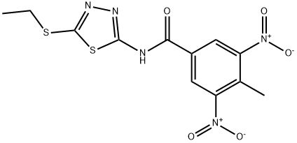 N-(5-ethylsulfanyl-1,3,4-thiadiazol-2-yl)-4-methyl-3,5-dinitrobenzamide 구조식 이미지