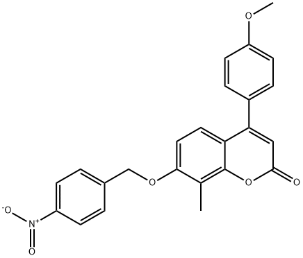 4-(4-methoxyphenyl)-8-methyl-7-[(4-nitrophenyl)methoxy]chromen-2-one 구조식 이미지