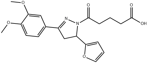 5-[5-(3,4-dimethoxyphenyl)-3-(furan-2-yl)-3,4-dihydropyrazol-2-yl]-5-oxopentanoic acid Structure