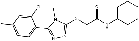 2-[[5-(2-chloro-4-methylphenyl)-4-methyl-1,2,4-triazol-3-yl]sulfanyl]-N-cyclohexylacetamide Structure