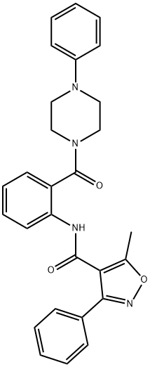 5-methyl-3-phenyl-N-[2-(4-phenylpiperazine-1-carbonyl)phenyl]-1,2-oxazole-4-carboxamide Structure
