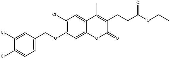 ethyl 3-[6-chloro-7-[(3,4-dichlorophenyl)methoxy]-4-methyl-2-oxochromen-3-yl]propanoate 구조식 이미지