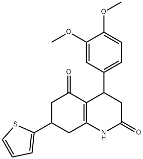 4-(3,4-dimethoxyphenyl)-7-thiophen-2-yl-1,3,4,6,7,8-hexahydroquinoline-2,5-dione Structure