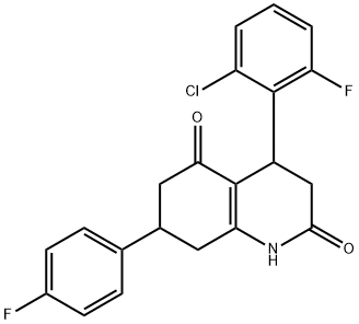 4-(2-chloro-6-fluorophenyl)-7-(4-fluorophenyl)-1,3,4,6,7,8-hexahydroquinoline-2,5-dione 구조식 이미지