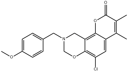 6-chloro-9-[(4-methoxyphenyl)methyl]-3,4-dimethyl-8,10-dihydropyrano[2,3-f][1,3]benzoxazin-2-one Structure