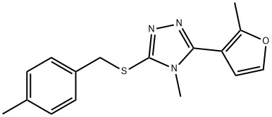 4-methyl-3-(2-methylfuran-3-yl)-5-[(4-methylphenyl)methylsulfanyl]-1,2,4-triazole Structure