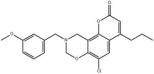 6-chloro-9-[(3-methoxyphenyl)methyl]-4-propyl-8,10-dihydropyrano[2,3-f][1,3]benzoxazin-2-one 구조식 이미지