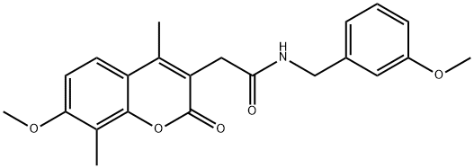 2-(7-methoxy-4,8-dimethyl-2-oxochromen-3-yl)-N-[(3-methoxyphenyl)methyl]acetamide 구조식 이미지