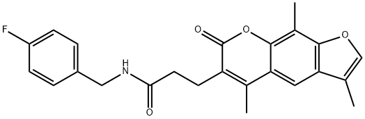 N-[(4-fluorophenyl)methyl]-3-(3,5,9-trimethyl-7-oxofuro[3,2-g]chromen-6-yl)propanamide 구조식 이미지