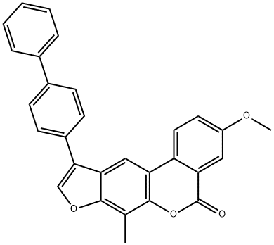 3-methoxy-7-methyl-10-(4-phenylphenyl)-[1]benzofuro[6,5-c]isochromen-5-one 구조식 이미지