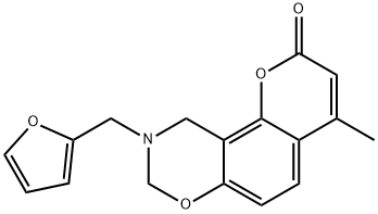 9-(furan-2-ylmethyl)-4-methyl-8,10-dihydropyrano[2,3-f][1,3]benzoxazin-2-one Structure