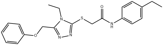 2-[[4-ethyl-5-(phenoxymethyl)-1,2,4-triazol-3-yl]sulfanyl]-N-(4-ethylphenyl)acetamide 구조식 이미지