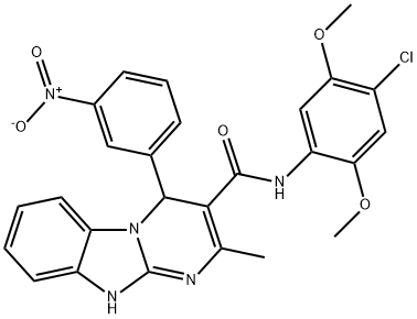 N-(4-chloro-2,5-dimethoxyphenyl)-2-methyl-4-(3-nitrophenyl)-1,4-dihydropyrimido[1,2-a]benzimidazole-3-carboxamide 구조식 이미지